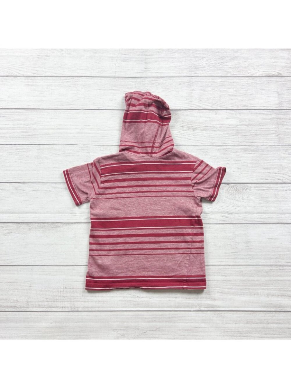 Buzz Cuts Boys Red Striped Short Sleeve Hoodie Soft Cotton Top 5-6 - Picture 4 of 4